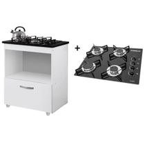 Kit Balcão Cooktop 1 Porta Branco Br C/fogão Cooktop 4 Bocas