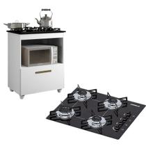 Kit Balcão Cooktop 1 Porta com Fogão Chef 4 Bocas Bivolt