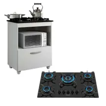 Kit Balcão Cooktop Itatiaia 1 Porta com Fogão 5 Bocas Itacook Premium Branco