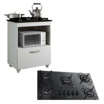 Kit Balcão Cooktop Itatiaia 1 Porta com Fogão 5 Bocas Itacook Premium Branco Kit Balcão Cooktop Itatiaia 1 Porta com Fogão 5 Bocas Itacook Premium Branco