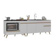 Kit Balcão Cozinha para Cooktop/Forno 105cm e Gabinete Pia 150cm Retrô Veneza Multimóveis MP2288 Kit Balcão Cozinha para Cooktop/Forno 105cm e Gabinete Pia 150cm Retrô Veneza Multimóveis MP2288