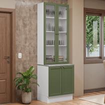 Kit Balcão + Cristaleira 70 cm Branco/Verde Vik Madesa 02