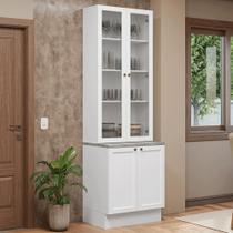 Kit Balcão + Cristaleira 70 cm Branco Vik Madesa 02