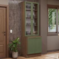 Kit Balcão + Cristaleira 70 cm Rustic/Verde Vik Madesa 02