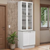 Kit Balcão + Cristaleira 70 Cm Vik Madesa 02 Branco