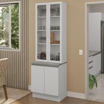 Kit Balcão + Cristaleira 70cm Branco Glamy Madesa 01 Branco