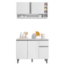 Kit Balcão de Cozinha e Armário Aéreo Elis Branco - Pallazio Kit Balcão de Cozinha e Armário Aéreo Elis Branco - Pallazio