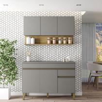 Kit Balcão de Pia com Tampo e Aereo 120 cm 6 Portas 1 Gaveta Line Kit Balcão de Pia com Tampo e Aereo 120 cm 6 Portas 1 Gaveta Line