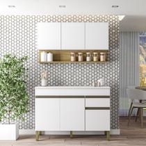 Kit Balcão de Pia com Tampo e Aereo 120 cm 6 Portas 1 Gaveta Line Kit Balcão de Pia com Tampo e Aereo 120 cm 6 Portas 1 Gaveta Line