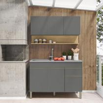 Kit Balcão de Pia sem tampo e Aereo 120 cm 6 Portas 1 Gaveta Line Kit Balcão de Pia sem tampo e Aereo 120 cm 6 Portas 1 Gaveta Line