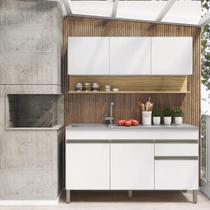 Kit Balcão de Pia sem tampo e Aereo 150 cm 6 Portas 1 Gaveta Line Kit Balcão de Pia sem tampo e Aereo 150 cm 6 Portas 1 Gaveta Line