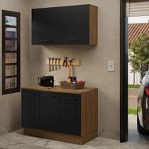 Kit Balcão E Armário Aéreo 120cm Rustic/Preto