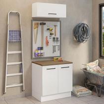 Kit Balcão E Armário Aéreo 80cm Branco/Rustic