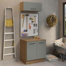 Kit Balcão E Armário Aéreo 80cm Rustic/Cinza