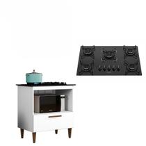 Kit Balcão Eliz 1 Porta com Fogão Cooktop 5 Bocas Itatiaia Preto