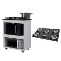 Kit Balcão Kaiki Turim e Fogão Cooktop Ultra Chama 5 Bocas Trempe Chapa Preto Chamalux Kit Balcão Kaiki Turim e Fogão Cooktop Ultra Chama 5 Bocas Trempe Chapa Preto Chamalux