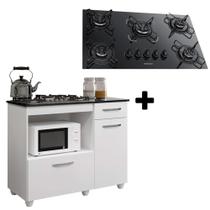 Kit Balcão para Cooktop Violeta 2 Portas com Fogão Cooktop 5 Bocas Ultrachama Preto Kit Balcão para Cooktop Violeta 2 Portas com Fogão Cooktop 5 Bocas Ultrachama Preto