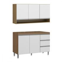 Kit Balcão Para Pia Com Armário Aéreo 120cm Menu Móveis Branco Kit Balcão Para Pia Com Armário Aéreo 120cm Menu Móveis Branco