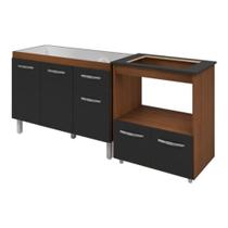 Kit balcão+pia marrom e preto