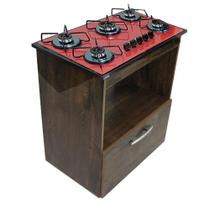 Kit Balcão Salvia Ipê com Cooktop Vermelho 5 Bocas Bivolt Chamalux