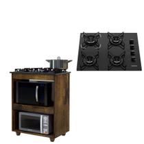 Kit Balcão Turim Com Fogão Cooktop 4 Bocas Itatiaia Preto