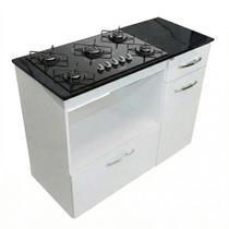 Kit Balcão Violeta Branco com Cooktop 5 Bocas Bivolt