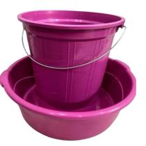 Kit balde 6,5 litros e bacia 7,0 litros rosa plastico resistente Kit balde 6,5 litros e bacia 7,0 litros rosa plastico resistente