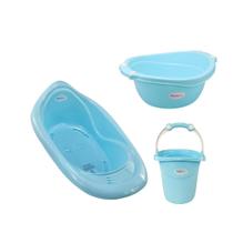 Kit Balde, Bacia E Banheira 22 L Gatinho Azul - Plastibaby