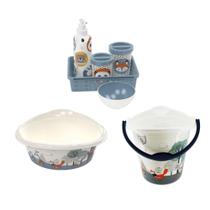 Kit Balde ,Bacia e Kit Higiene Bichinhos- plasutil
