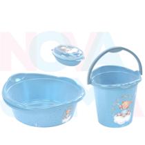 Kit Balde ,Bacia e Saboneteira Urso Ted azul