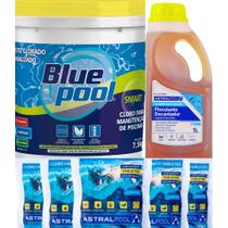 Kit balde cloro smart bluepool 7,5 kg +1clarificante astralpool 1l + 5 pastilhas de cloro orgânico