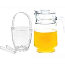 Kit Balde de Gelo com Alça e Pinça + Jarra de Vidro 1.8 Lts Kit Balde de Gelo com Alça e Pinça + Jarra de Vidro 1.8 Lts