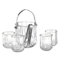 Kit Balde de Gelo Vidro Bico de Jaca com 4 Copos e Pegador Inox Kit Balde de Gelo Vidro Bico de Jaca com 4 Copos e Pegador Inox
