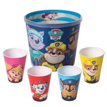 Kit Balde de Pipoca 2,1L Oval 4 Copos Patrulha Canina Estampado Infantil Cinema Original Kit Balde de Pipoca 2,1L Oval 4 Copos Patrulha Canina Estampado Infantil Cinema Original