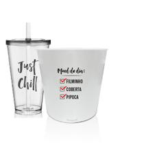 Kit Balde De Pipoca E Copo Personalizado - Just Chill