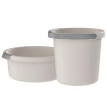 Kit Balde e Bacia de Limpeza Flow Bege 5L e 8,5L com Gradação de Litros e Bico Direcionador Ou Kit Balde e Bacia de Limpeza Flow Bege 5L e 8,5L com Gradação de Litros e Bico Direcionador Ou