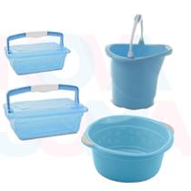 Kit Balde E Bacia E 02 Cxs. Organizadora Azul Adoleta