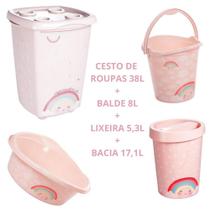 Kit Balde + Lixeira + Bacia + Cesto Infantil Plasútil Barato