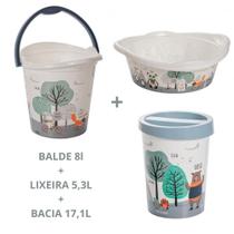 Kit Balde + Lixeira + Bacia Infantil Plasútil Barato