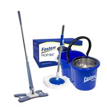 Kit Balde Mop Esfregao Giratório 360 8L Centrifuga Inox com Rodo Mop Esfregão Giratório Fasterr