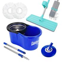 Kit Balde Mop Esfregao Giratório 360 8L Centrifuga Inox com Rodo Mop Puxa e Seca Fasterr