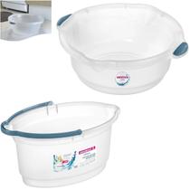 Kit Balde Oval 14 Litros Plástico Rodo Vassoura Bacia Limpeza Lavanderia Casa - Sanremo