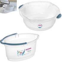 Kit Balde Oval 14 Litros Plástico Rodo Vassoura Bacia Limpeza Lavanderia Casa - Sanremo