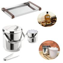 Kit Balde para Gelo com Tampa 2,3 L + Bandeja Firenze com Alcas 40 X 26 Cm Forma