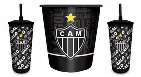 Kit Balde Pipoca + 2 Copos Pvc Times de Futebol sortidos Cor:Atlético Mineiro