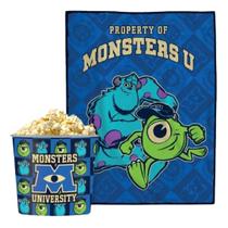 Kit Balde Pipoca Com Manta Macia Monstros SA Disney Cinema