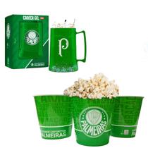 Kit Balde Pipoca Verde 2,5L + Caneca Gel Isolante Térmico