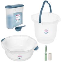 Kit Balde Plástico 12L Bacia Para Limpeza Casa Lavandeira Porta Sabão Com Dosador Rolo Adesivo - Sanremo Kit Balde Plástico 12L Bacia Para Limpeza Casa Lavandeira Porta Sabão Com Dosador Rolo Adesivo - Sanremo