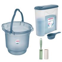 Kit Balde Plástico 8,5 Litros Porta Sabão Em Pó 1Kg Com Dosador Rolo Adesivo Limpeza Casa Lavanderia - Sanremo Kit Balde Plástico 8,5 Litros Porta Sabão Em Pó 1Kg Com Dosador Rolo Adesivo Limpeza Casa Lavanderia - Sanremo