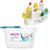 Kit Balde Plastico Oval 14 Litros + Balaio para Organizar Material de Limpeza Kit Balde Plastico Oval 14 Litros + Balaio para Organizar Material de Limpeza